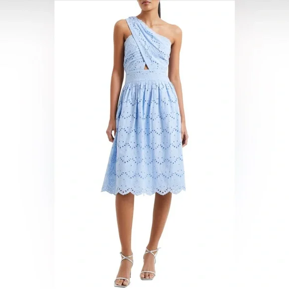 French Connection Women's One-Shoulder Dress - Placid Blue - Size 6 French Connection Women's One-Shoulder Dress - Placid Blue - Size 6